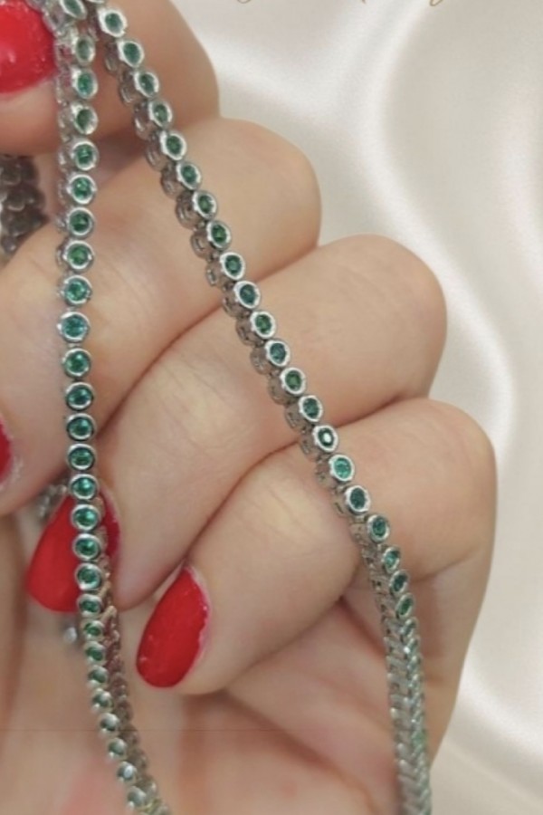 Peridot Taşlı Suyolu Gümüş Bileklik