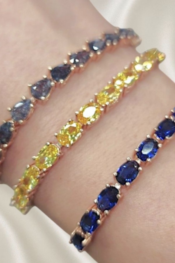 Safir ve Onix Taşlı Asansörlü Gümüş Bileklik Serisi (adet)