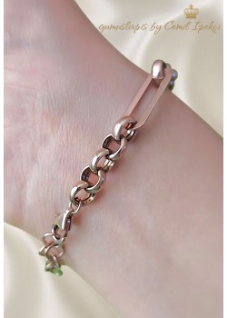 Dikdörtgen ve Yuvarlak Motif Taşsız Gümüş Bileklik