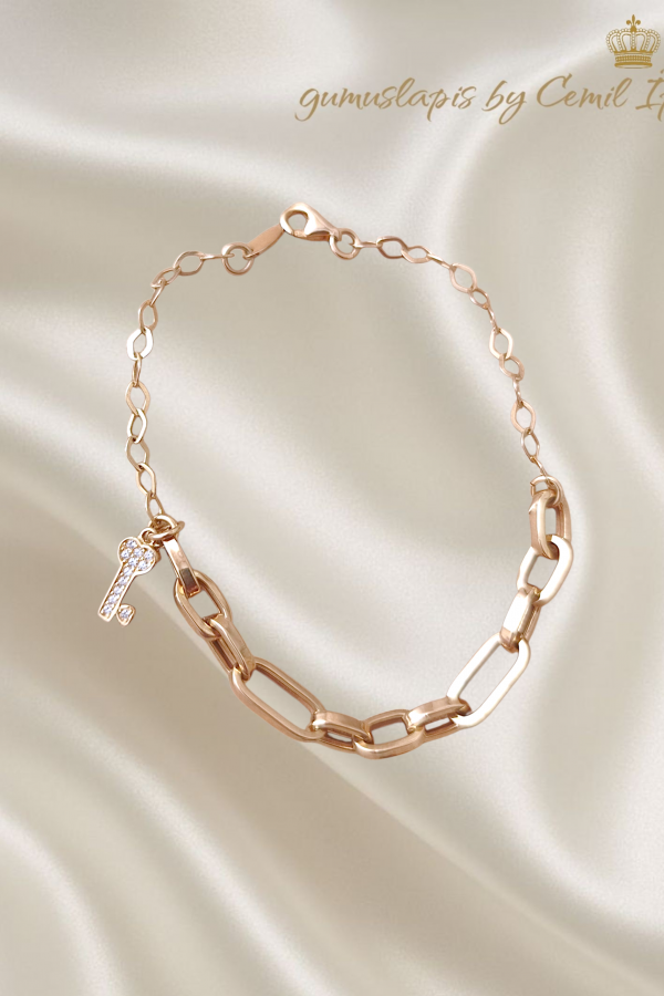  Hallow Model Kenarı Sallantılı Desenli Gümüş Bileklik Serisi (anahtar)