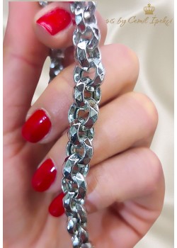 Yuvarlak Kilitli Kalın Taşsız Gümüş Bileklik 