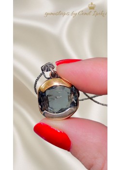 Platin Topaz Taşlı Gümüş Tasarım Kolye