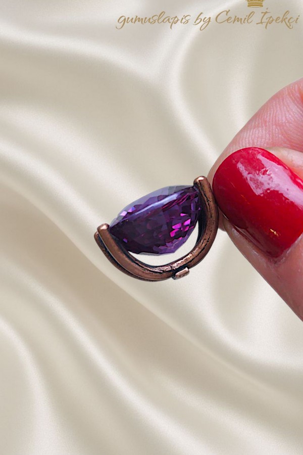 Alexanderite Taşlı Gümüş Tasarım Kolye Ucu 