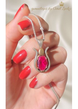 Rubilitte Taşlı Gümüş Tasarım Kolye 