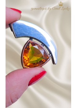 Bastnasite Taşlı Tasarım Gümüş Kolye Ucu 