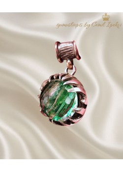 Yeşil Rutil Kuvars Taşlı Büyük Gümüş Tasarım Kolye Ucu