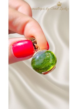 Yeşil Rutil Kuvars Taşlı Küçük Gümüş Tasarım Kolye Ucu