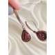 Mürdüm Topaz Taşlı Gümüş Tasarım Küpe Çifti