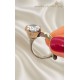 Yan Beyaz Taşlı Gümüş Tasarım Yüzük 