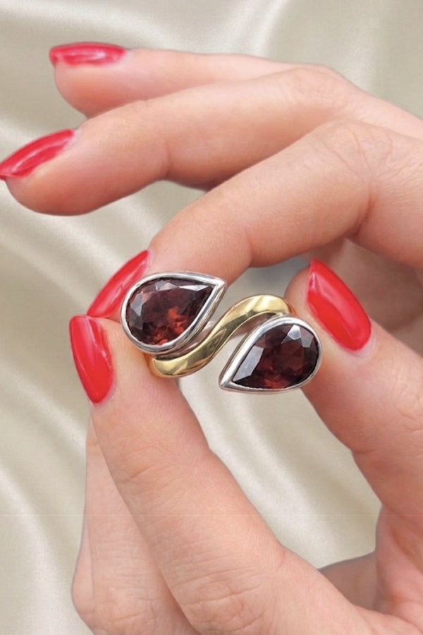 Mürdüm Topaz Taşlı Gümüş Tasarım Yüzük