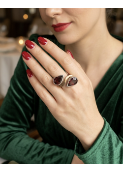 Mürdüm Topaz Taşlı Gümüş Tasarım Yüzük
