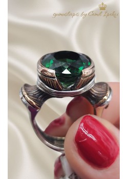 Peridot Taşlı Gümüş Tasarım Yüzük