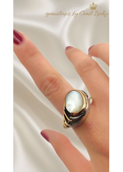 Sedef Taşlı Gümüş Tasarım Yüzük