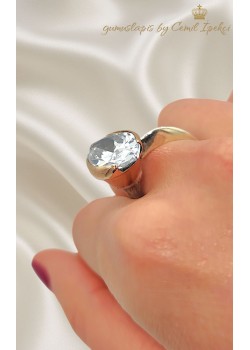 Yan Beyaz Taşlı Gümüş Tasarım Yüzük 