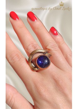 Blue Rutil Taşlı Gümüş Tasarım Yüzük 