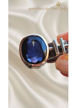 Safir Taşlı Gümüş Tasarım Yüzük 