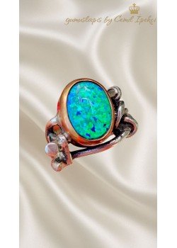 Opal Taşlı Gümüş Tasarım Yüzük