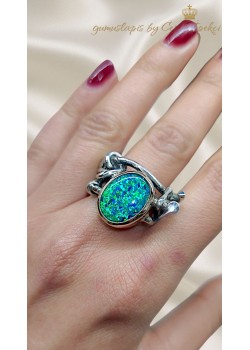 Opal Taşlı Gümüş Tasarım Yüzük