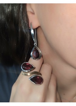 Mürdüm Topaz Taşlı Gümüş Tasarım Yüzük