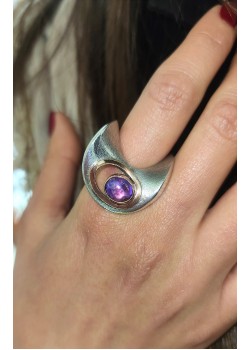 Ametist Taşlı Gümüş Tasarım Yüzük