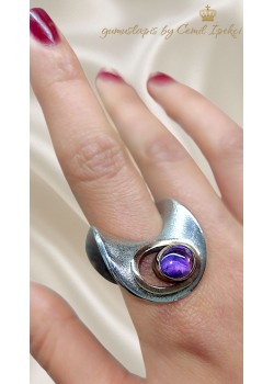 Ametist Taşlı Gümüş Tasarım Yüzük