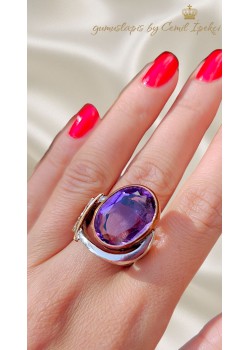 Ametist Taşlı Gümüş Tasarım Yüzük 