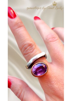 Ametist Taşlı Gümüş Tasarım Yüzük