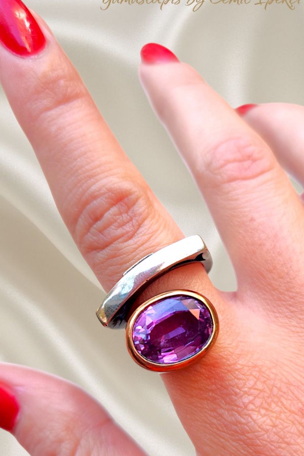 Ametist Taşlı Gümüş Tasarım Yüzük