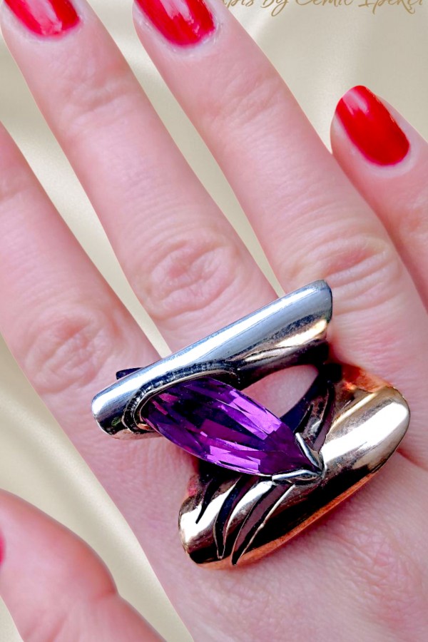 Alexanderite Taşlı Gümüş Tasarım Yüzük