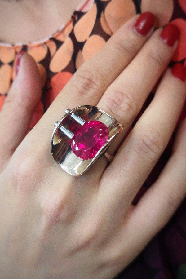 Rubilitte Taşlı Gümüş Tasarım Yüzük 