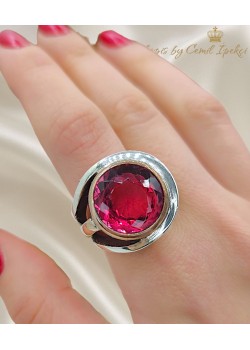 Rubilitte Taşlı Gümüş Tasarım Yüzük 