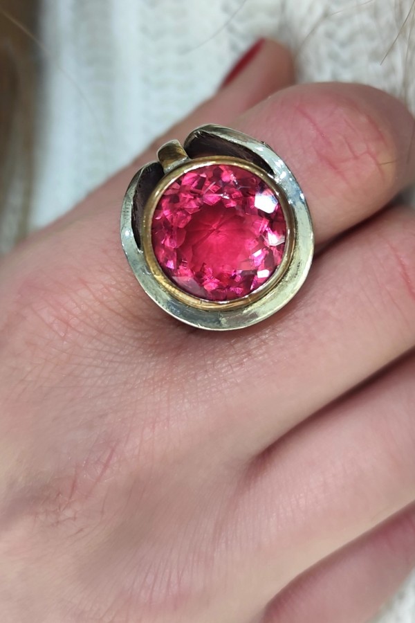 Rubilitte Taşlı Gümüş Tasarım Yüzük 