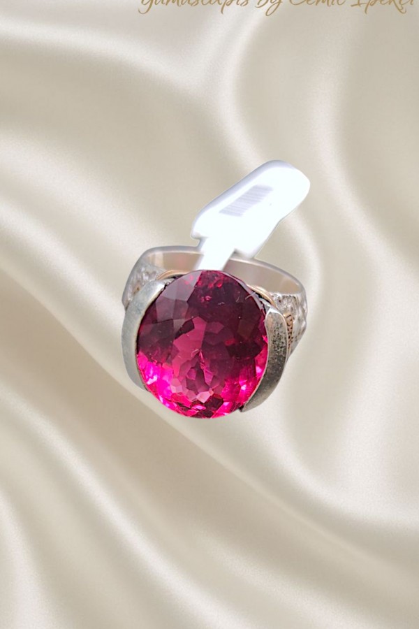 Rubilitte Taşlı Gümüş Tasarım Yüzük 