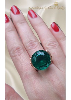 Koyu Peridot Taşlı Gümüş Tasarım Yüzük 