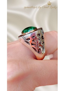 Peridot Taşlı Gümüş Tasarım Yüzük