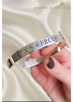 Kişiye Özel Aşk Tılsımlı Motif Tasarım Gümüş Bilezik 