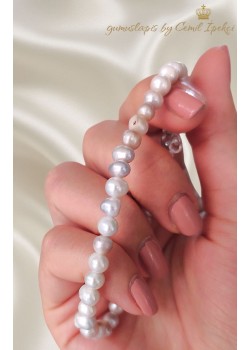 Beyaz İnci Taşlı Çelik Dizi Bileklik