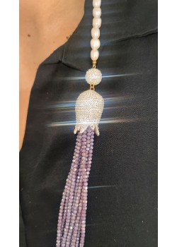 Renkli Swarovski Taşlarla Süslü Çelik Kolye