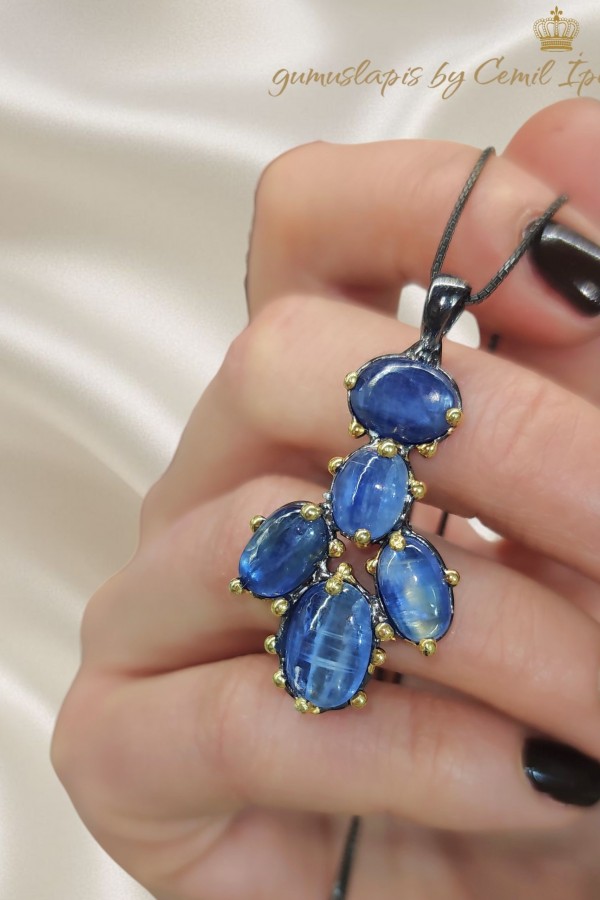 Kyanit Taşlı Gümüş Kolye