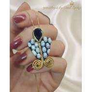 Safir ve İnci Taşlı Gümüş Kolye