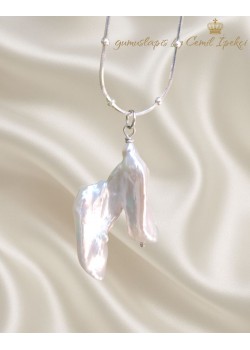 Asimetrik Model İncili Gümüş Kolye 