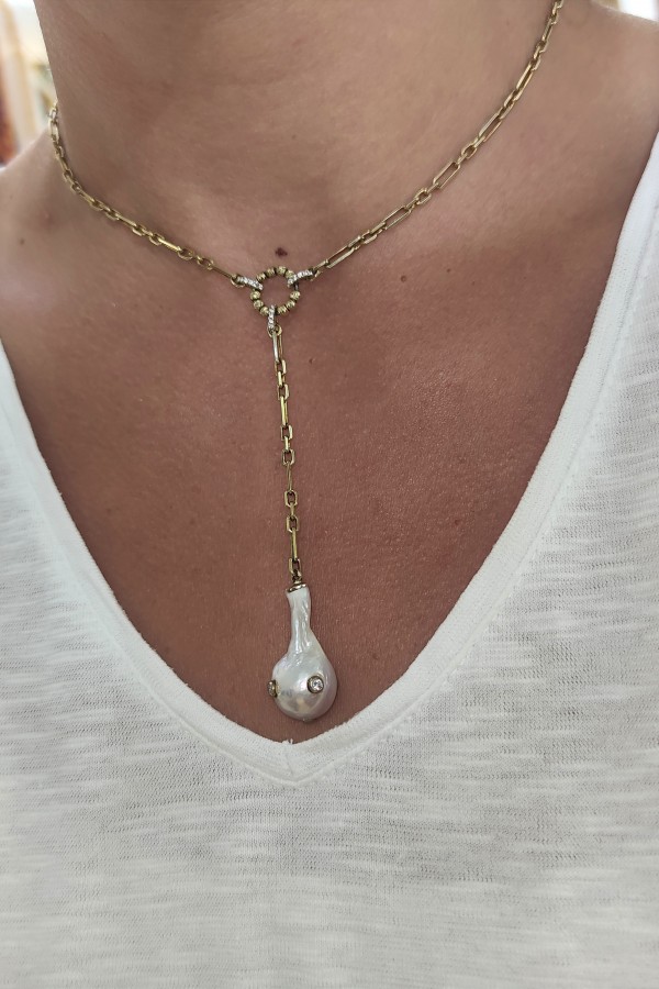 Barok İncili Gümüş Y Kolye 