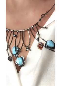 Larimar Taşlı Gümüş Gerdanlık