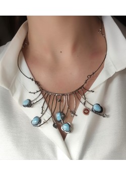 Larimar Taşlı Gümüş Gerdanlık