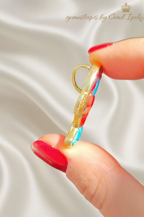 Ortası Nazar Boncuklu By Cemil İpekçi Tasarım Balık Motif Gümüş Kolye Ucu 