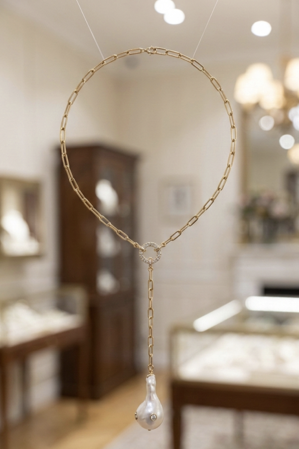 Barok İncili Gümüş Y Kolye 