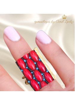 Mercan Taşlı Gümüş Yüzük