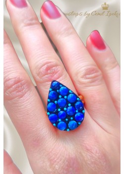 Lapis ve Turkuaz Taşlı Gümüş Yüzük 