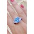 Lab Mavi Topaz Taşlı Kare Motif Gümüş Deep Yüzük