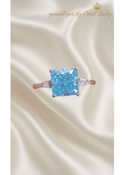 Lab Mavi Topaz Taşlı Gümüş Mini Deep Yüzük